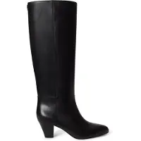 Ralph Lauren para mujer. 802P15714001 Bota alta Emersyn de piel con tacón negro (40), 1 a 3cm, 5 a 8cm, Cremallera, Ninguno, Casual,
