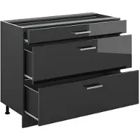 Vicco Mueble bajo de cocina R-Line Antracita alto brillo/Antracita 100 cm sin encimera, Model 71543