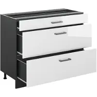 Vicco Mueble bajo de cocina R-Line Blanco alto brillo/Antracita 100 cm sin encimera, Model 71594