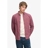 Superdry para hombre. M4011196A Camisa Preppy Poplin rojo (L), Casual, Algodón, Manga larga, outlet 2026.