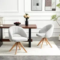 Great han Conjunto de 2 sillas de comedor de lujo, color gris claro, de madera maciza, estilo retro, con giro de 360°, dimensiones 46x49x84 cm