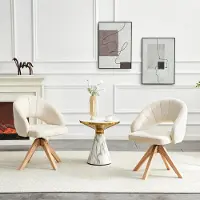 Great han Juego de 2 sillas de comedor de lujo, color blanco, madera maciza, diseño giratorio retro, con giro de 360°, dimensiones 46x49x84 cm