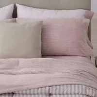 Merkloos Juego de ropa de cama en color nude, liso con textura acanalada, de 3 piezas, incluye sábana encimera de 135 x 190/200 cm