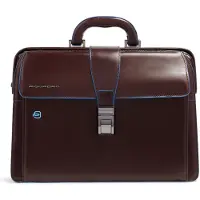 Piquadro Blue Square Maletín de médico Piel natural 36 cm marrón
