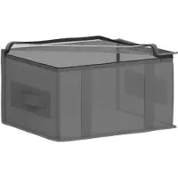 vidaXL Caja de almacenamiento con tapa transparente, color antracita
