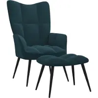 Möbelando Sillón de relax con reposapiés, color azul, tapizado en terciopelo, marca vidaXL