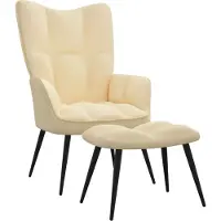 Möbelando Sillón de relax con reposapiés, color crema, tapizado en terciopelo, marca vidaXL
