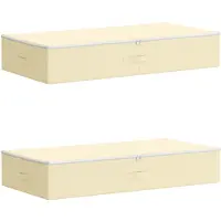vidaXL - Caja de almacenamiento, 2 unidades, tela no tejida, 90 x 48 x 15 cm, 64,8 L, color crema