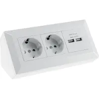 Chilitec Toma de corriente doble con 2 puertos USB, color blanco, 250V/16A, montaje en superficie. USB: 3,1A