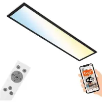 Briloner Lámpara de techo LED, panel inteligente, 3000 lúmenes, control de temperatura de color (CCT), conexión WiFi, control mediante aplicación, 28W, regulable, 100 cm, color