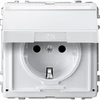 Merten Enchufe con toma de tierra, modelo MEG2312-7219, con tapa abatible y área para etiquetas, protección contra contactos accidentales, terminales de conexión, color blanco polar, diseño AQUADESIGN