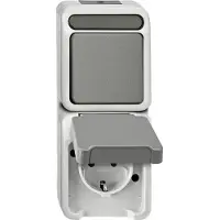 Merten Schneider Electric, juego completo de interruptor/enchufe AQUASTAR, color gris claro, referencia 4922833 (4922833)