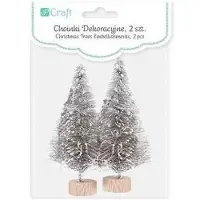 Crelando Árboles de Navidad decorativos de plata, 8 cm, paquete de 2 unidades.