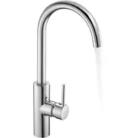 Vevor Grifo de Lavabo sin Contacto para Baño, Grifo Automático Manual con Sensor para Lavabo e Inodoro, Cuello de Cisne, Cromado Plateado, Resistente a la Corrosión, 104 x 52 x 395 mm, 7,6 L/min