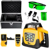 Vevor Nivel láser rotatorio , con haz verde, alcance de 500 metros, inclinación ajustable, rotación de 360°, autonivelante, medición precisa, incluye mando a distancia, receptor y funda de transporte