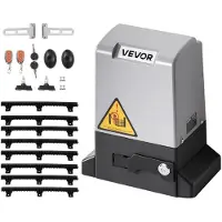 Vevor Abridor de Puerta Corrediza Eléctrico 280 W para Puertas de hasta 25 m Carga de 816 kg con Cremallera de Nailon, Sensor Infrarrojo, 2 Controles Remotos, Sistema de Apertura de Portones 10 m/min