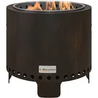 Outsunny : Chimenea para exteriores sin humo, mesa para fuego, diámetro 45 cm, con asa y gancho para cenizas