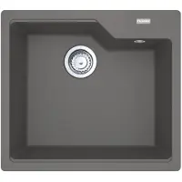 Franke Fregadero modelo URBAN UBG 610-56 en color gris piedra, con sistema de control excéntrico, grifo de acero inoxidable y dimensiones de corte de 540 x 480 mm (radio R15). Fregadero de granito