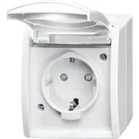 Busch-Jaeger Enchufe para exteriores BJ Ocean con protección táctil mejorada, modelo 20 EBW-54, color blanco alpino