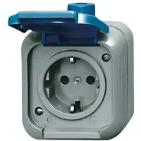 Busch-Jaeger BJ APWD Duro 2000 WDI Schuko 2300EWSI con tapa abatible, 2 polos