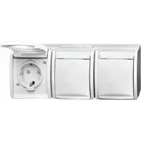 Busch-Jaeger 2300/3 EBW-54, CEE 7/3, 2P+E, Blanco, IP44, 250 V, 16 A