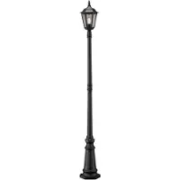 Konstsmide . Lámpara de pie Firenze, fabricada en aluminio con pintura negra y pantalla de cristal transparente
