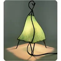 SIMANDRA Lámpara oriental, lámpara de henna, lámpara de cuero marroquí, lámpara de mesa, lámpara de pie, estilo Mellah, color sólido, 35-38 cm, verde