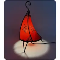 SIMANDRA Lámpara oriental, lámpara de henna, lámpara de cuero marroquí, lámpara de mesa, lámpara de pie. Henna Tissir Orient, 35-38 cm, color rojo