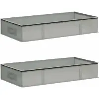 vidaXL : Caja de almacenamiento con tapa transparente, 2 unidades, 90 litros, color gris