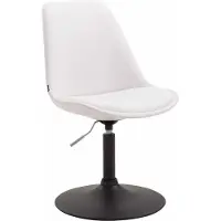 CLP Silla de comedor Maverick, tapizada en cuero sintético, giratoria y con ajuste de altura regulable. Color: blanco. Color del marco: negro