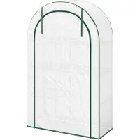 Outsunny Invernadero con puerta enrollable, estanterías y resistente al invierno, fabricado en acero y con cubierta de plástico