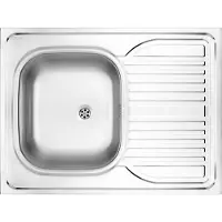 Deante Fregadero Tango de una cuba con escurridor, diseño decorativo, 80x60x15 cm, base de 80 cm, desagüe de 2", acero de 500 µm