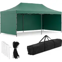 Springos Tienda de campaña para fiestas - 600 x 300 x 310 cm - Altura ajustable - PVC - Poliéster - Estructura tipo acordeón - Verde