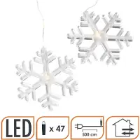 Spetebo Cortina de luces LED con forma de copo de nieve, con 47 LEDs de luz blanca cálida