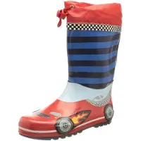 Playshoes Botas de lluvia 'Rennwagen' azul / rojo / blanco