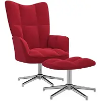 vidaXL Sillón de relax con reposapiés, color burdeos, tapizado en terciopelo ()