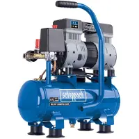 Scheppach Compresor Ultra Silent HC08Si | 1,5 CV / 1100 W | 8 bar | 6 litros | 162 l/min (caudal de aspiración) | 67,4 dB(A)* (muy silencioso) | Incluye reductor de presión y conector