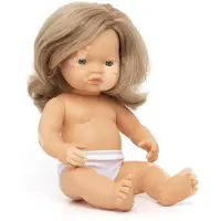 Miniland Muñeca Bebé Rubia Oscura Europea 38 Cm