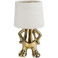 Rabalux 74215, lámpara de mesa Smurfy, casquillo E14, 1 bombilla, máximo 40W, cerámica, pantalla de tela, color dorado