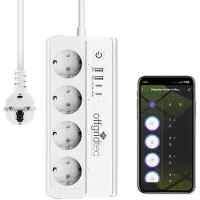 Offgridtec : Regleta inteligente con 4 tomas de corriente + 2 puertos USB-A y 2 puertos USB-C, compatible con las aplicaciones Smart Life o Tuya. Cable de 1,5 metros