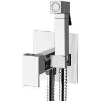Sapho Grifo empotrado de la marca Sapho con ducha manual para inodoro, de forma rectangular y acabado cromado