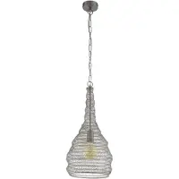 Eglo Lámpara colgante Colten, ideal para iluminar mesas de comedor, fabricada en acero color plateado, con casquillo E27