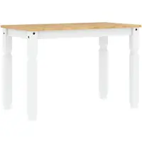vidaXL Mesa de comedor Corona, blanca, 112x60x75 cm, madera maciza de pino