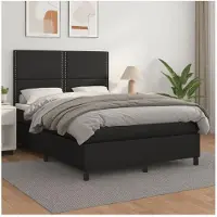 vidaXL Cama con somier y colchón, color , 140x200 cm, tapizada en cuero sintético