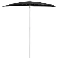 vidaXL Parasol semicircular con mástil, 180x90 cm, color
