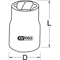 Ks Tools 913.3866, Adaptador de impacto, , 1 unidad, 3/8", Métrico, 16 mm