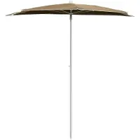 vidaXL : Parasol semicircular con mástil, 180x90 cm, color beige