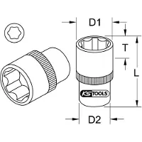 Ks Tools , llave de vaso de 1/2", 25 mm, modelo 911.1225