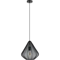 Eglo Lámpara colgante Dolwen, negra, Ø 33,5 cm, tela