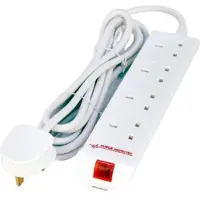 Microconnect MC-UKSURGESTRIP4-2M, 2 metros, para uso interior, tipo G (BS 1363), tipo G, 1,25 mm², color blanco